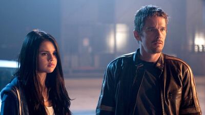 Selena Gomez, left, and Ethan Hawke in a scene from Getaway. Simon Varsano / AP / Warner Bros. Pictures