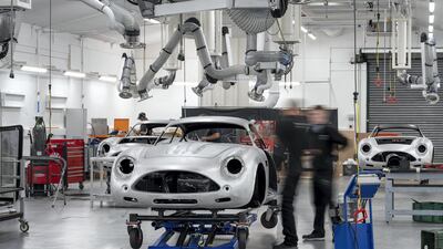 The DB4 GT Zagato Continuation is being built on the company's new facilities that enable several vehicles to be constructed alongside each other. Courtesy Aston Martin