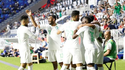 Saudi Arabia players celebrate. EPA