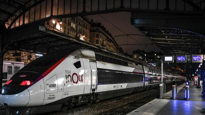 A TGV train operated by the French state railway company SNCF arrives at the Gare de l’Est train station in Paris on the 19th day of a nationwide multi-sector strike against the government’s pension reforms. AFP