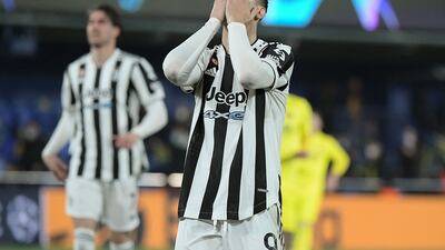 Juventus forward Alvaro Morata after missing a chance. AFP