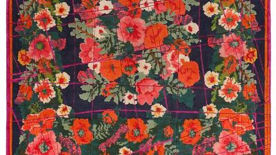 In the vibrant From Russia With Love collection, Kath employs the oversized roses and lavish floral wreaths that are to be found on the traditional headscarves and shawls worn by women in rural Russia to this day. The collection also makes reference to the carpets made in Karabakh and other provinces in southern Russia at the beginning of the 20th century. Courtesy Jan Kath