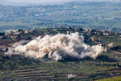 Israeli forces demolish buildings in the south of Lebanon. AFP