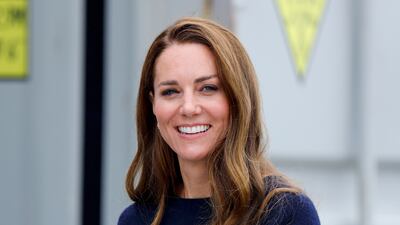The Duchess of Cambridge pairs classic nautical stripes with tailored shorts for a preppy feel. Getty Images
