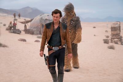 Alden Ehrenreich and Joonas Suotamo appear in a scene from 'Solo: A Star Wars Story.' Jonathan Olley / Lucasfilm via AP