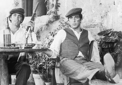 Actors Al Pacino (right) and Franco Citti in 'The Godfather'. Getty Images