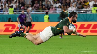 South Africa's Cobus Reinach scores a try. Reuters