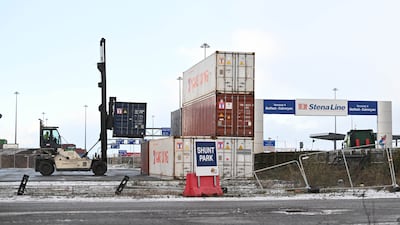 Containers stacked on the Belfast harbour estate. Getty