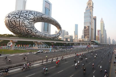 Cyclists will once again take over Sheikh Zayed Road for Dubai Ride. Chris Whiteoak / The National