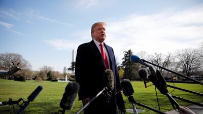 President Donald Trump spoke to reporters before he left for Grand Rapids, Michigan. Reuters