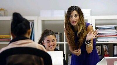 (R) Dana Abdelhadi, Owner of Expose Communications, a boutique PR firm pose during the interview at her office in Dubai. ( Satish Kumar / The National )