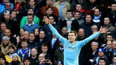 Edin Dzeko scored Manchester City's 100th goal of the 2013/14 season with the first goal in a 4-2 win over Cardiff City. Alex Livesey / Getty Images