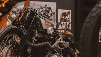 A Royal Enfield Radical Springer built by 86 Cycles in Abu Dhabi