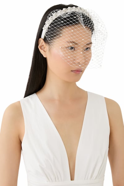 Beaded and veiled headband by Self Portrait. Photo: Bloomingdale's Dubai