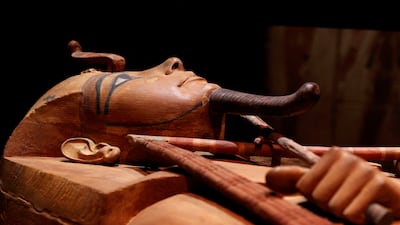 The coffin of Ramses II at the Grande Halle de la Villette, in Paris, where it will remain on display until September. Reuters