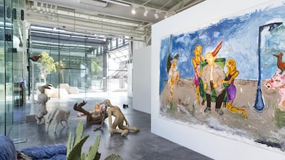 Abu Dhabi, United Arab Emirates, September 13, 2017: An installation by artist Maitha Abdullah titled Sinner's Dance, part of the Community and Critique: SEAF 2016/2017 Cohort 4 group exhibition at Warehouse 421 in the Mina Zayed area of Abu Dhabi on September 13, 2017. The show runs from September 16th to January 14th. Christopher Pike / The National Reporter: Nick Leech Section: Arts & Culture