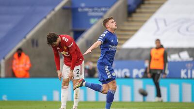 Harvey Barnes of Leicester celebrates after scoring. EPA