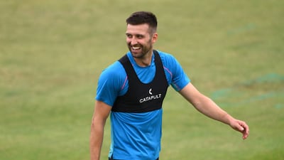 England quick Mark Wood during training at Trent Bridge.