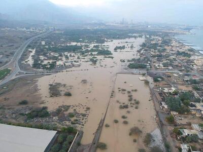 A cluster of farms and a cemetery in Al Ghalilah, Ras Al Khaimah, have flooded due to the recent storm. Courtesy Mohammed Al Shahhi