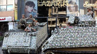 Lebanese soldiers patrol the streets a day after the deadly clashes. Reuters
