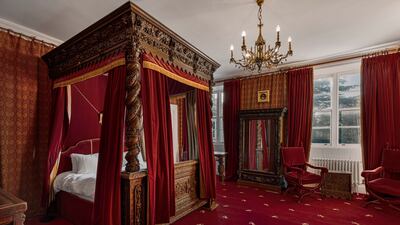 A collection of 400-year-old tapestries adorn the state bedroom