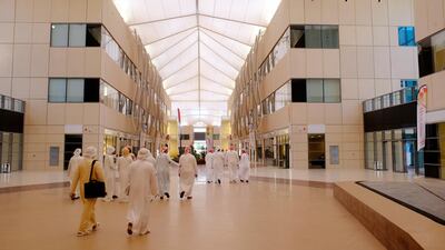Students at the Zayed University Campus, Abu Dhabi, UAE. Antonie Robertson / The National