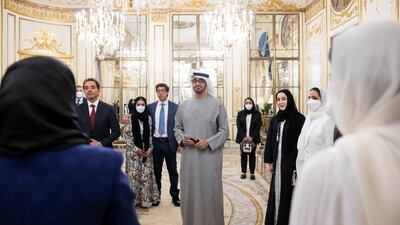 Sheikh Mohamed speaks to Emirati students and doctors.