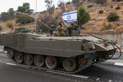 Israeli soldiers on patrol near the northern town of Kiryat Shmona, close to the border with Lebanon, on Tuesday. AFP
