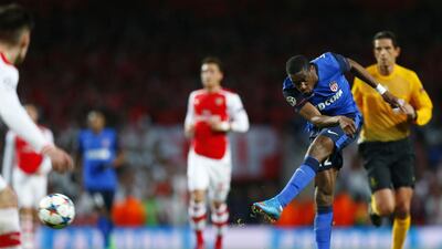 With AS Monaco in February, Geoffrey Kondogbia shoots against Arsenal in the Champions League. Kondogbia joined Inter Milan on Monday, June 22, 2015. Eddie Keogh / Reuters / February 25, 2015