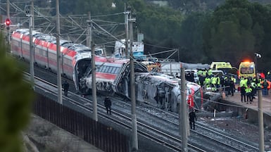 One of the trains involved in a crash after a derailment near Adamuz, in Cordoba, Spain. Reuters