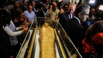 Thomas Goldberger looks at thecoffin. Reuters