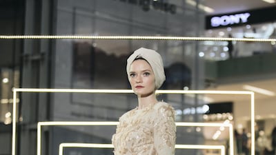 A look from the Rasit Bagzibagli x Modanisa collection at Jakarta Modest Fashion Week