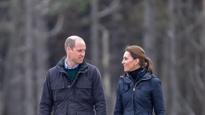 The Duchess of Cambridge wears a navy wax parka by Troy London over a Barbour Longshore Quilted Padded Jacket over a black polo neck and jeans, with Penelope Chilvers boots on a visit to Newborough Beach, North Wales on May 8. Getty Images