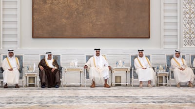 Sheikh Tamim receives mourners at Lusail Palace. Sheikh Hamad took power in June 1995, overthrowing his father in a bloodless coup while the latter was abroad. Photo: Qatar Amiri Diwan / Reuters