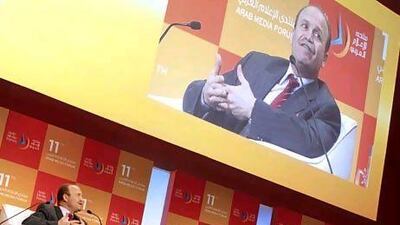 "We don't want the media to be an arm of the regime," said Mehdi Mabrouk, the minister of culture in Tunisia, at the 11th Arab Media Forum in Dubai. Antoine Robertson / The National