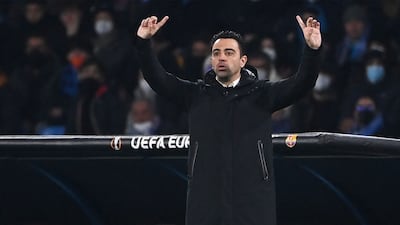Barcelona manager Xavi at the Diego Armando Maradona Stadium in Naples. AFP
