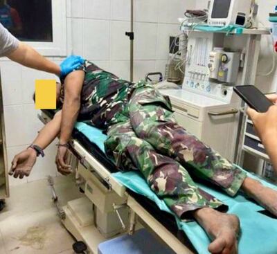 A wounded Indonesian Unifil soldier receives treatment after an Israeli tank shot at a UN observation tower in southern Lebanon, on October 10. Photo: Unifil