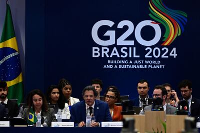 Brazilian Economy Minister Fernando Haddad speaks during the G20 Ministerial Meeting in Rio de Janeiro last week. AFP