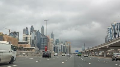 Cloudy weather over Sheikh Zayed road, Dubai. Leslie Pableo for The National