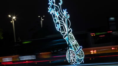 The decorative lights include beautiful Islamic designs inspired by the holy month.