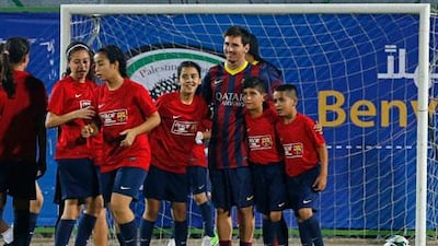 Lionel Messi trained with some Palestine children near Hebron. Ammar Awad / Reuters