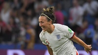 Lucy Bronze celebrates after scoring in England's 3-0 win over Norway at the World Cup in Norway. AFP