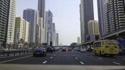 On Sheikh Zayed Road.