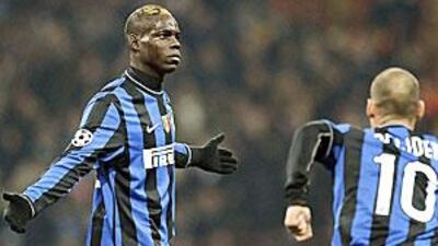 Inter Milan's Mario Balotelli was on target in the 2-0 win against Rubin Kazan on Wednesday.