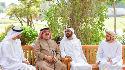 Sheikh Mohammed bin Rashid, Sheikh Mohamed bin Zayed, King Hamad bin Isa Al-Khalifa and Sheikh Hamdan bin Mohammed bin Rashid. Dubai Media Office / Wam