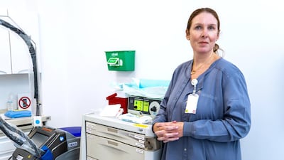 Dr Tracy Sims, lead physician at Aesthetic Clinic for Feminine Rejuvenation at Corniche Hospital. Nearly 60 per cent of women will suffer from stress incontinence at some stage in their life, but she urges them to seek treatment. All pictures Victor Besa / The National