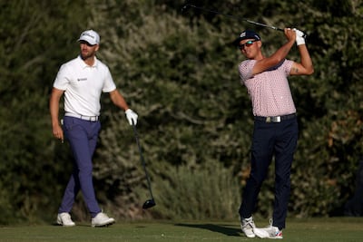 Wyndham Clark, left, and Rickie Fowler share the US Open lead heading into the final round. AFP