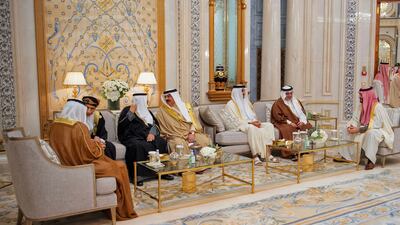 Gulf leaders in discussions during the 43rd session of the GCC in Riyadh. SPA / AFP