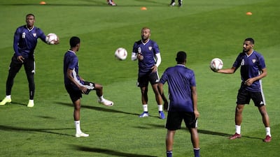 The UAE football team train ahead of the Asian Cup at New York University in Abu Dhabi. All photos by Pawan Singh / The National