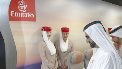 Sheikh Mohammed bin Rashid, Vice President and Ruler of Dubai, visits the Emirates lab at Dubai Future Accelerators on Saturday. Wam